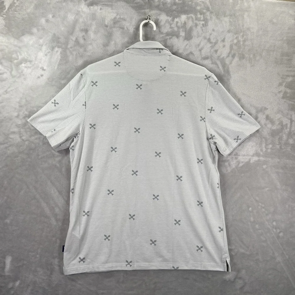 Vineyard Vines Shirt Mens Medium Polo Edgartown Fish Cross Bones AOP Striped
